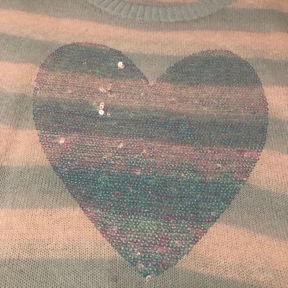 🔹Wildfox White Label Striped Sequin Heart Sweater - Picture 4 of 6